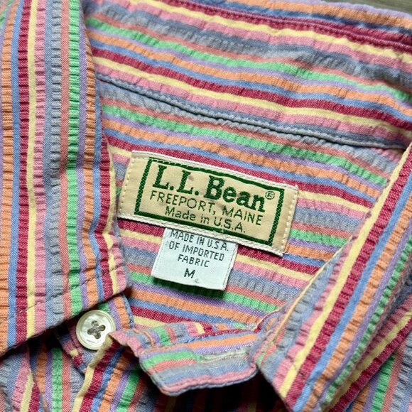 *Vintage L.L. Bean Men's Textured Striped Shirt - Pastel - Picture 3 of 5